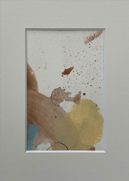 Paperwork nr. 42, 21x15 cm, med valgfri indramning by Lone Reedtz , Abstrakt ekspressivt akrylmaleri på papir i passepartout Uden ramme Childish