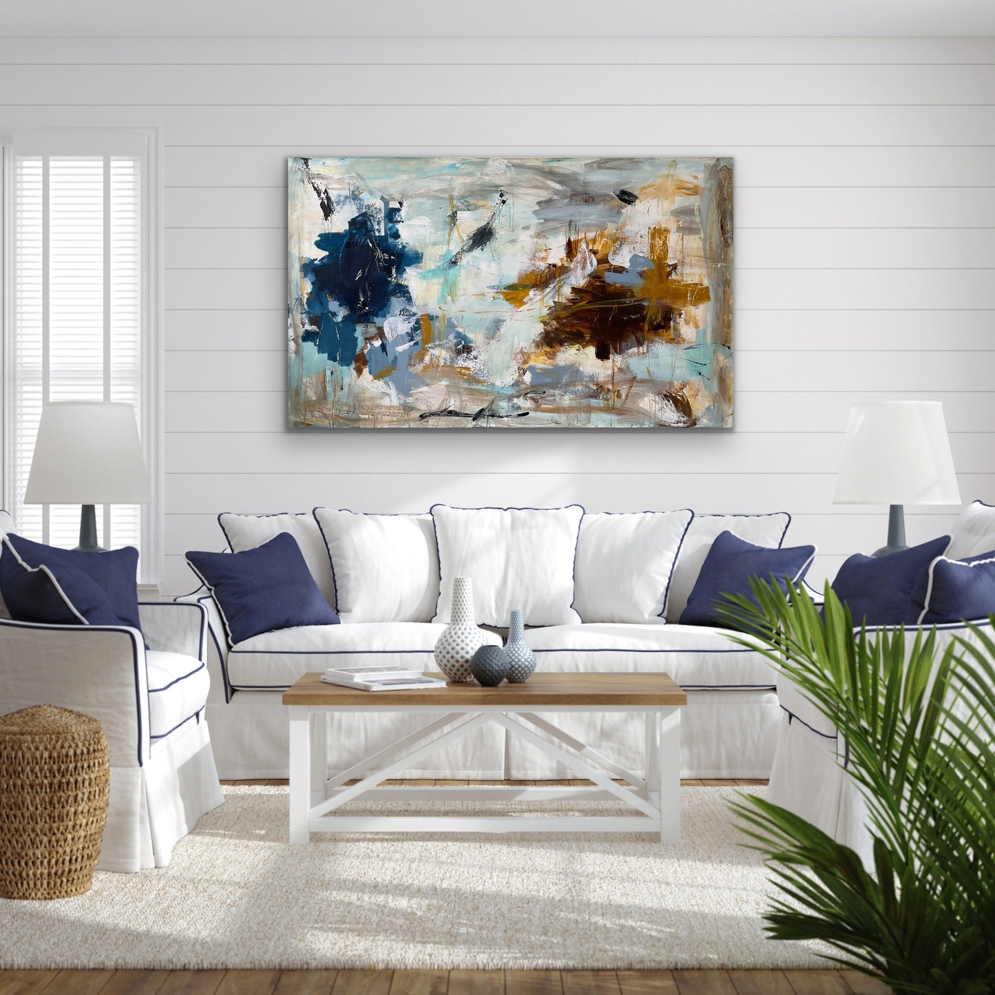 Abstrakt maleri, 90x150 cm, "POESIENS VINGESUS” by Lone Reedtz , Abstrakt ekspressivt akrylmaleri på lærred