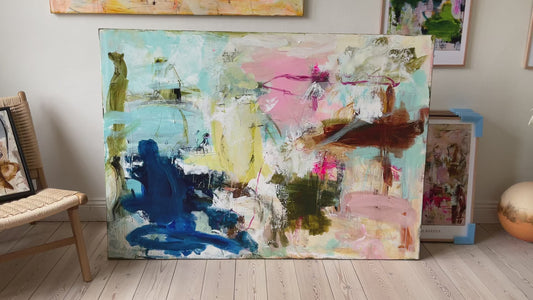 Abstrakt maleri, 100x140 cm, "HIGH POWER” by Lone Reedtz , Abstrakt ekspressivt akrylmaleri på lærred - Video