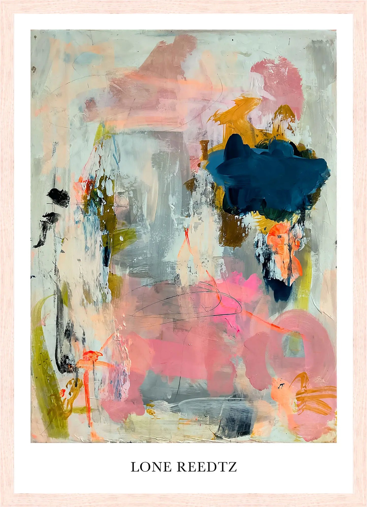 Timeless – Abstrakt kunsttryk af Lone Reedtz by Lone Reedtz , Abstrakt ekspressiv kunstplakat 42 x 30 cm (A3) Kunsttryk + Ramme