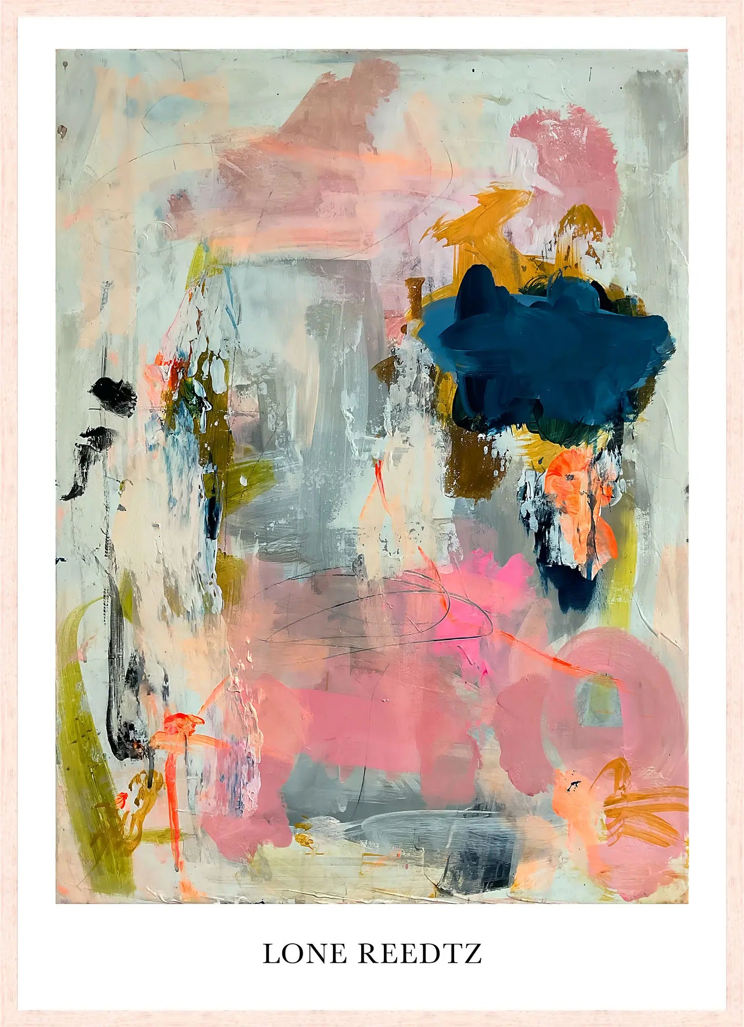 Timeless – Abstrakt kunsttryk af Lone Reedtz by Lone Reedtz , Abstrakt ekspressiv kunstplakat 70 x 50 cm Kunsttryk + Ramme