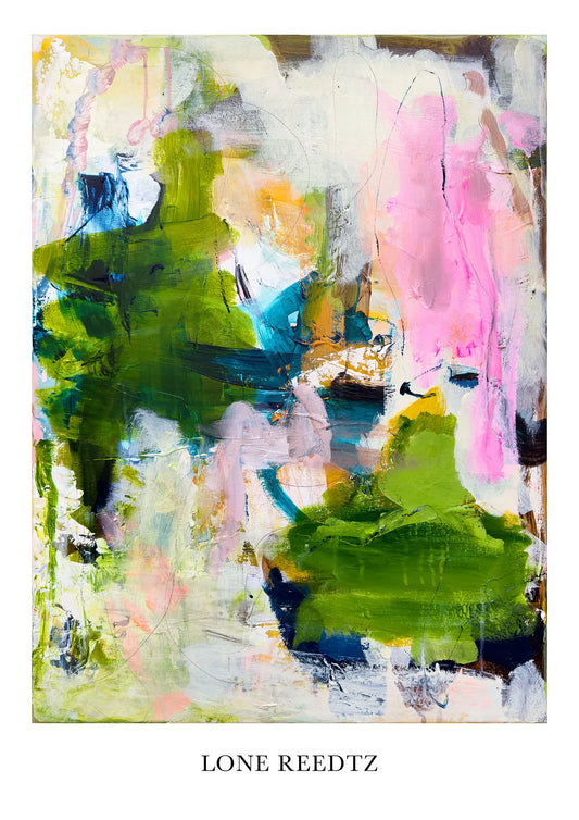 Vild Blomst – Abstrakt kunsttryk af Lone Reedtz by Lone Reedtz , Abstrakt ekspressiv kunstplakat Kunsttryk