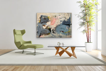 Abstrakt maleri, 100x140 cm, "Nordic Feelings" by Lone Reedtz , Abstrakt ekspressivt akrylmaleri på lærred