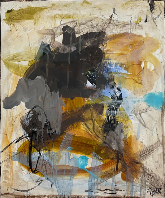 Abstrakt maleri, 60x50 cm, "Room of hope" by Lone Reedtz , Abstrakt ekspressivt akrylmaleri på lærred Uden ramme