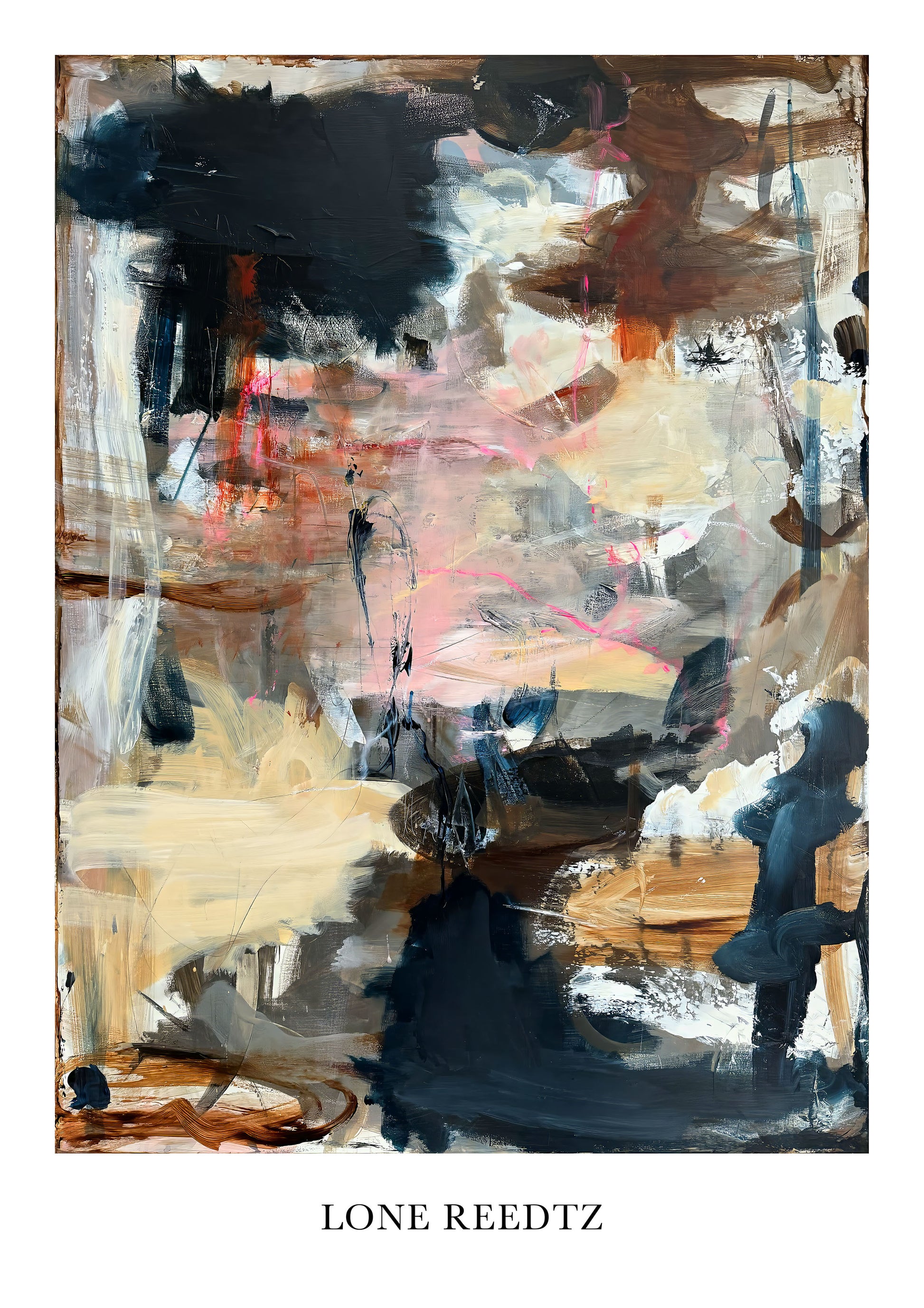 Abstrakt kunstplakat, 62x44 cm, "Simple life" - Limited Edition by Lone Reedtz , Abstrakt ekspressiv kunstplakat Uden ramme