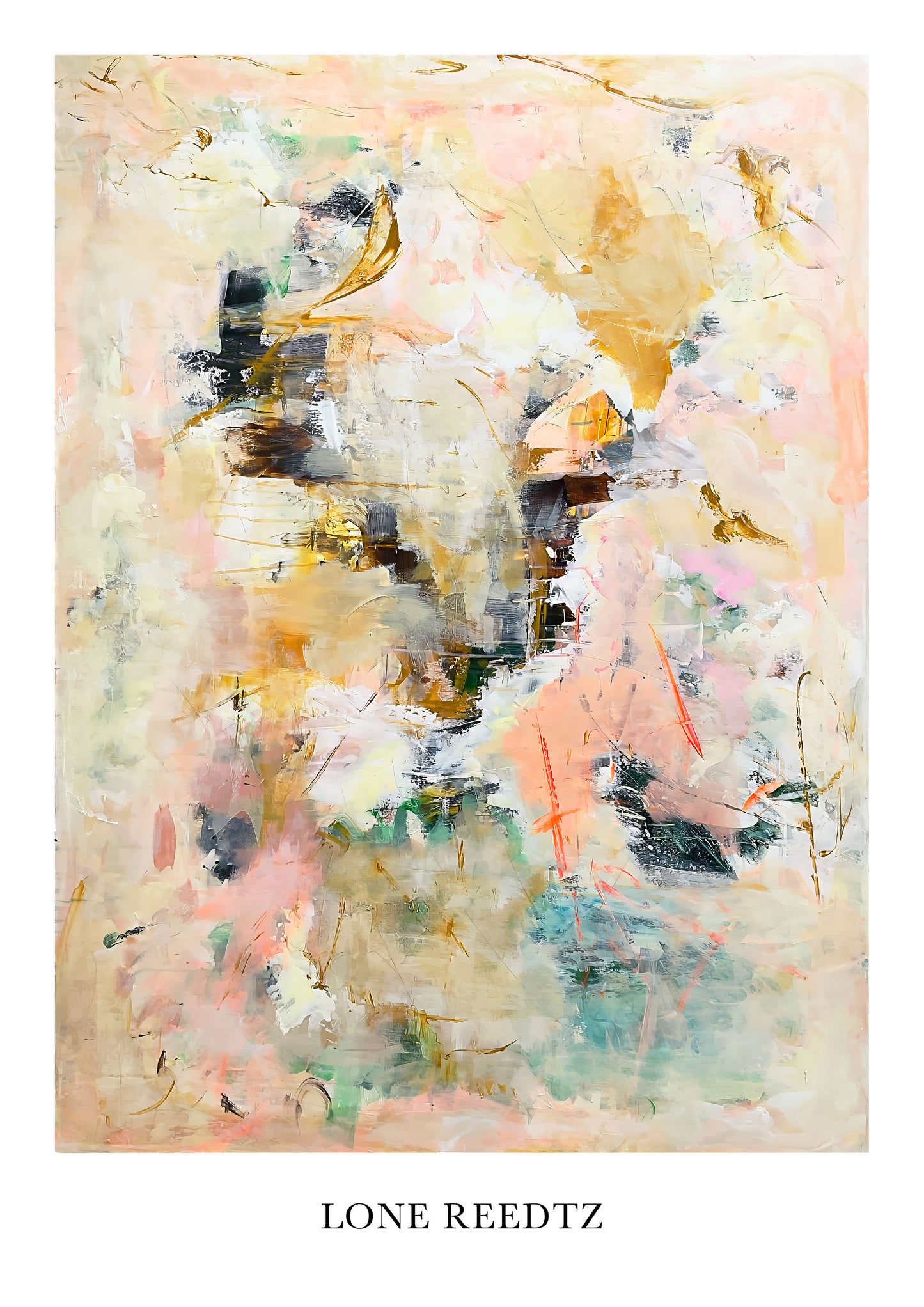 Abstrakt kunstplakat, 62x44 cm, "Happiness" - Limited Edition by Lone Reedtz , Abstrakt ekspressiv kunstplakat Uden ramme