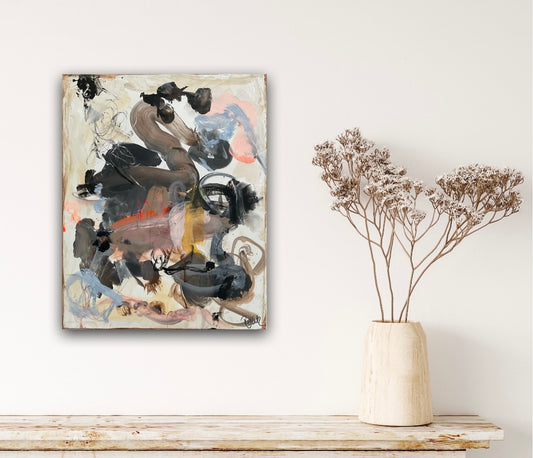 Abstrakt maleri, 50x40 cm, "Nr. 8" by Lone Reedtz , Abstrakt ekspressivt akrylmaleri på lærred