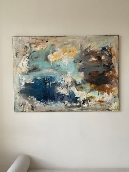 Abstrakt maleri, 100x140 cm, "Another day" by Lone Reedtz , Abstrakt ekspressivt akrylmaleri på lærred