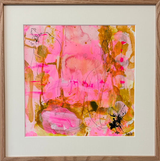 Paperwork, 40x40 cm, i massivt egetræsramme