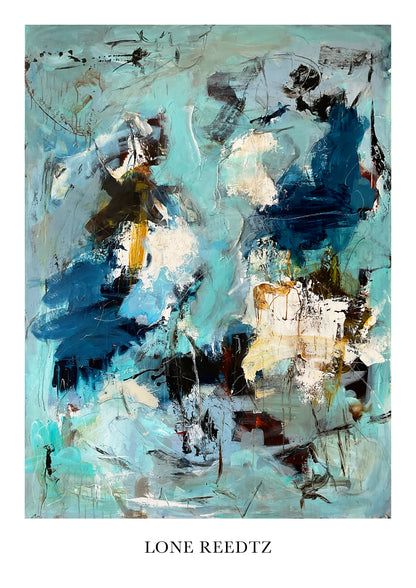 Abstrakt kunstplakat, 62x44 cm, "Different worlds" - Limited Edition by Lone Reedtz , Abstrakt ekspressiv kunstplakat Uden ramme