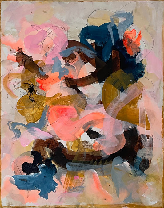 Abstrakt maleri, 50x40 cm, "Nr. 5" by Lone Reedtz , Abstrakt ekspressivt akrylmaleri på lærred Uden ramme