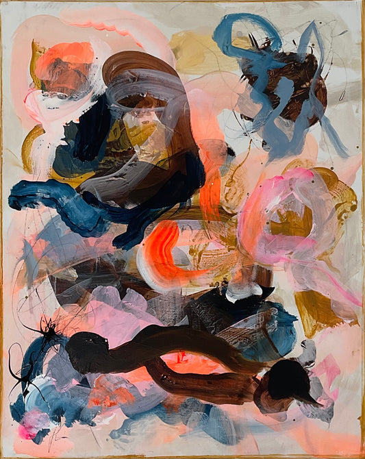 Abstrakt maleri, 50x40 cm, "Nr. 6" by Lone Reedtz , Abstrakt ekspressivt akrylmaleri på lærred Uden ramme