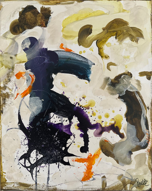 Abstrakt maleri, 50x40 cm, "Nr. 29" by Lone Reedtz , Abstrakt ekspressivt akrylmaleri på lærred