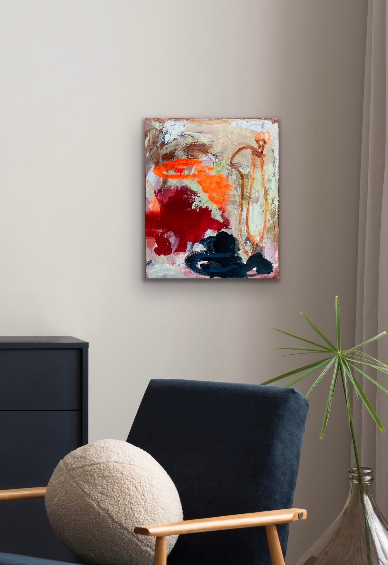 Abstrakt maleri, 50x60 cm, "Everywhere" by Lone Reedtz , Abstrakt ekspressivt akrylmaleri på lærred