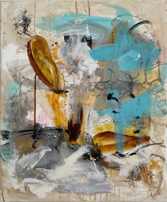 Abstrakt maleri, 50x60 cm, "My way" by Lone Reedtz , Abstrakt ekspressivt akrylmaleri på lærred Uden ramme