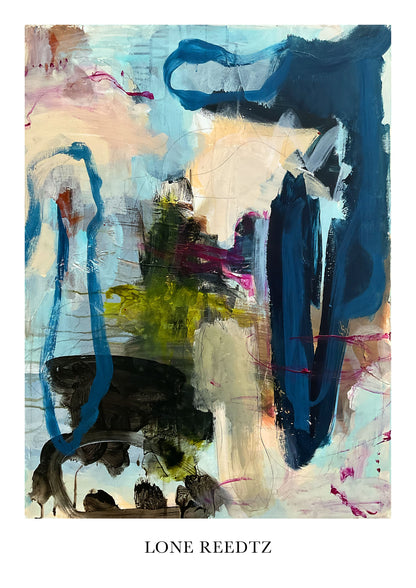 Abstrakt kunstplakat, 62x44 cm, "Touch the sky" - Limited Edition by Lone Reedtz , Abstrakt ekspressiv kunstplakat Uden ramme
