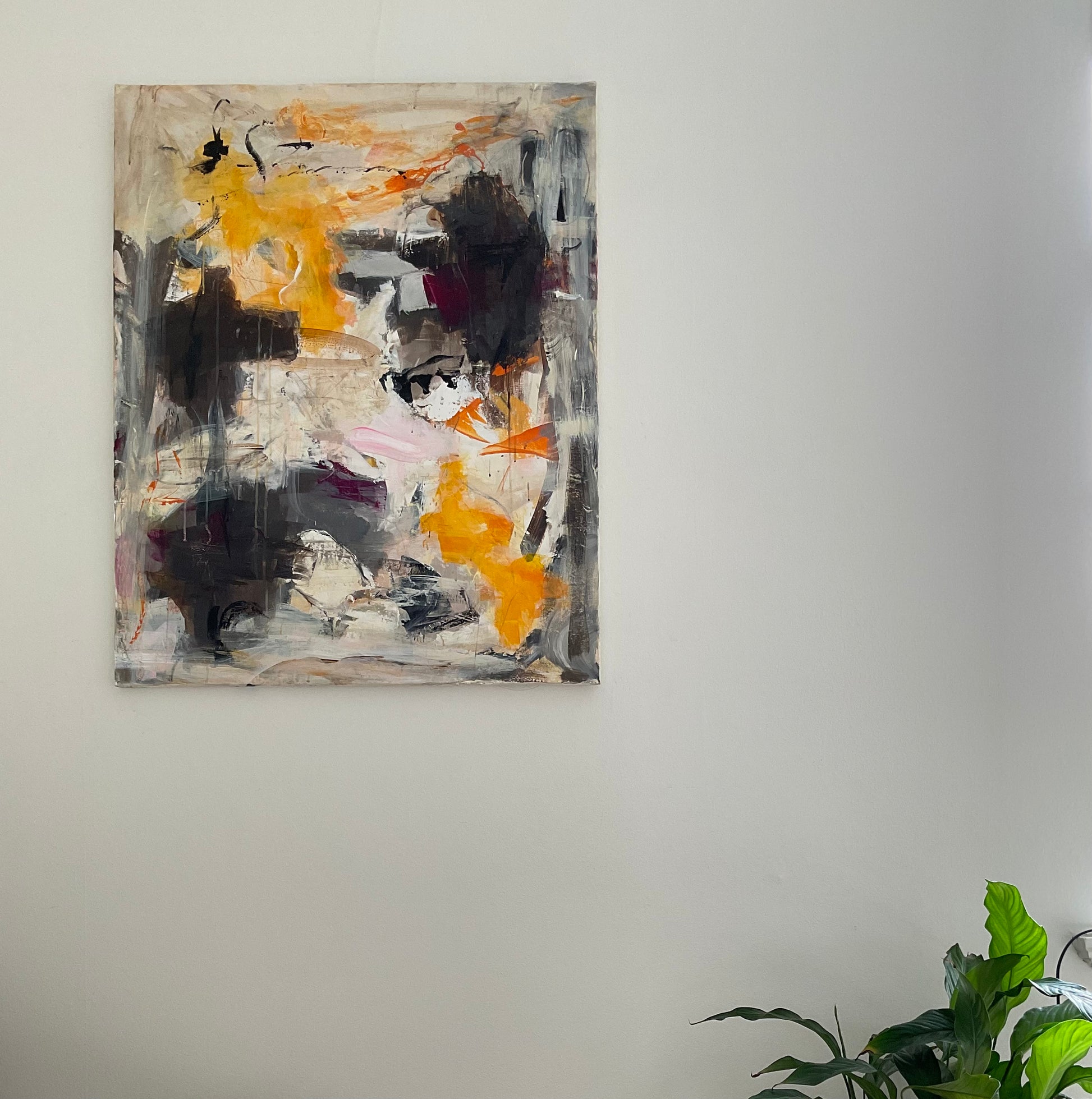 Abstrakt maleri, 80x100 cm, "Paradis" by Lone Reedtz , Abstrakt ekspressivt akrylmaleri på lærred