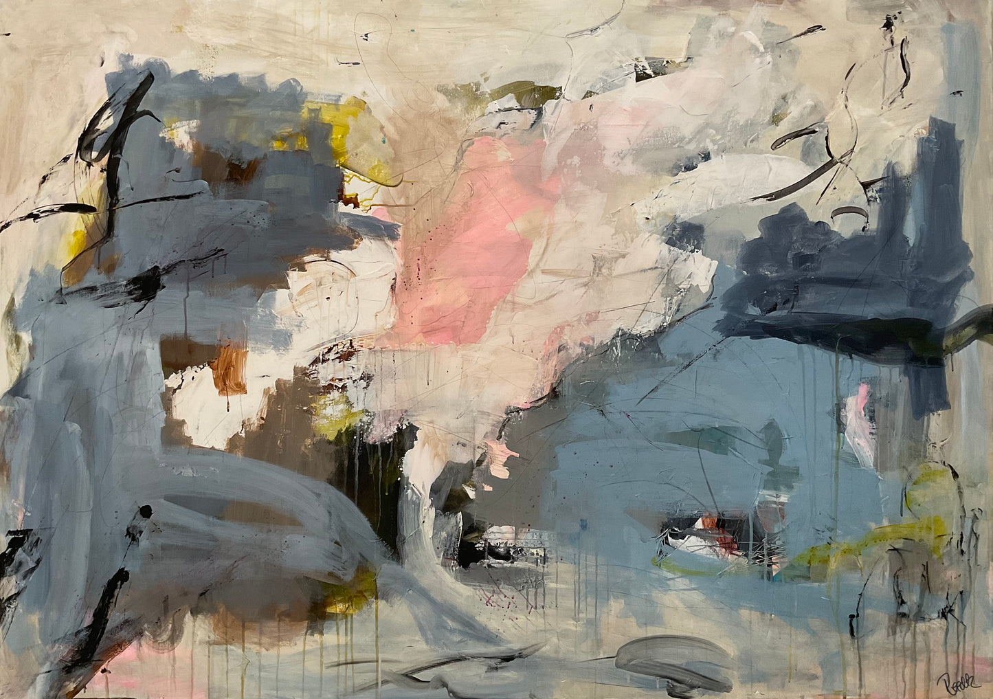 Abstrakt maleri, 140x100 cm, "Nordic Feelings" by Lone Reedtz , Abstrakt ekspressivt akrylmaleri på lærred Uden ramme