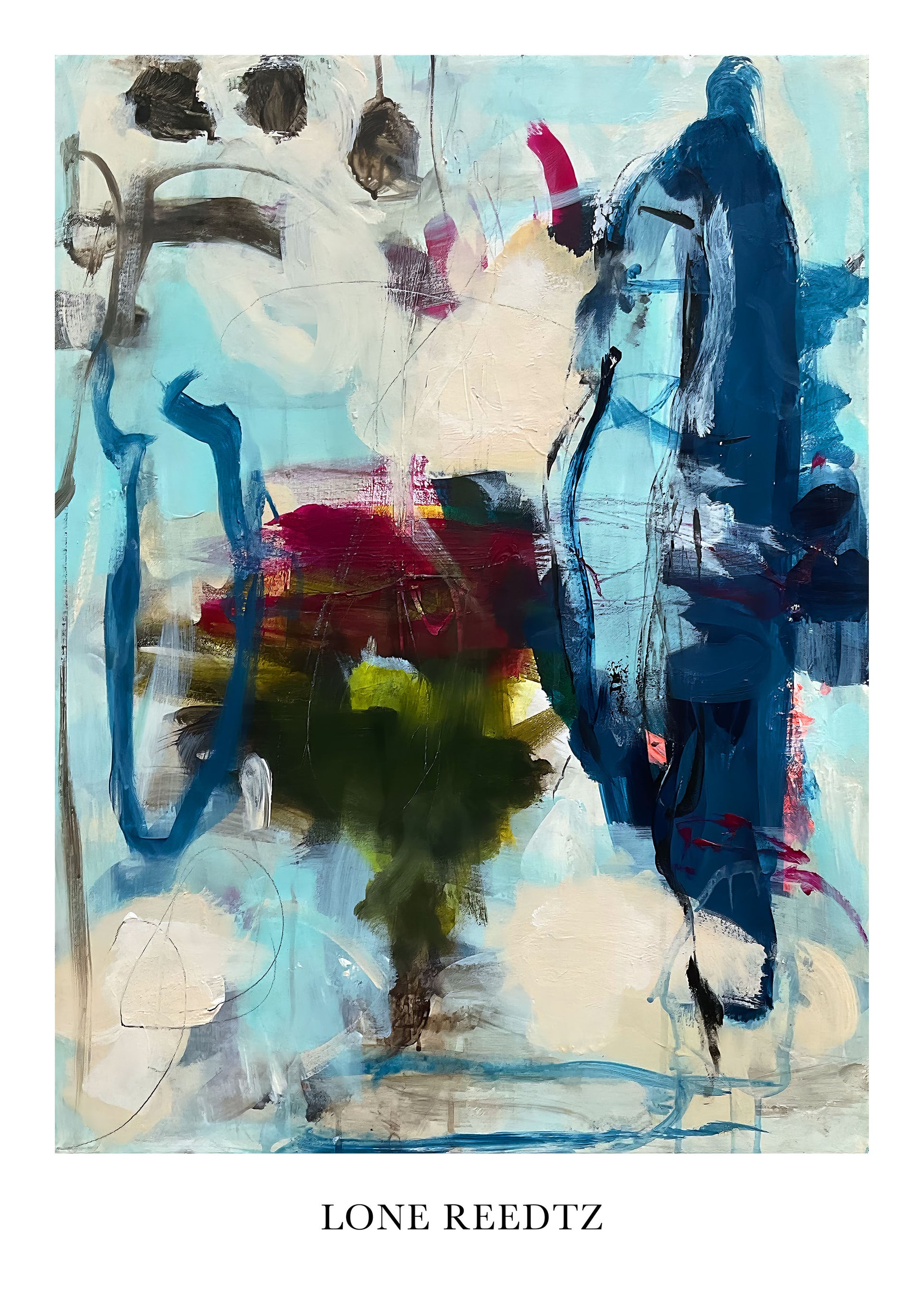 Abstrakt kunstplakat, 62x44 cm, "Lily" - Limited Edition by Lone Reedtz , Abstrakt ekspressiv kunstplakat Uden ramme