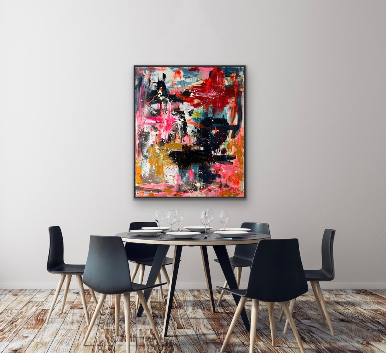 Abstrakt maleri, 120x100 cm, "The fullness of living" by Lone Reedtz , Abstrakt ekspressivt akrylmaleri på lærred