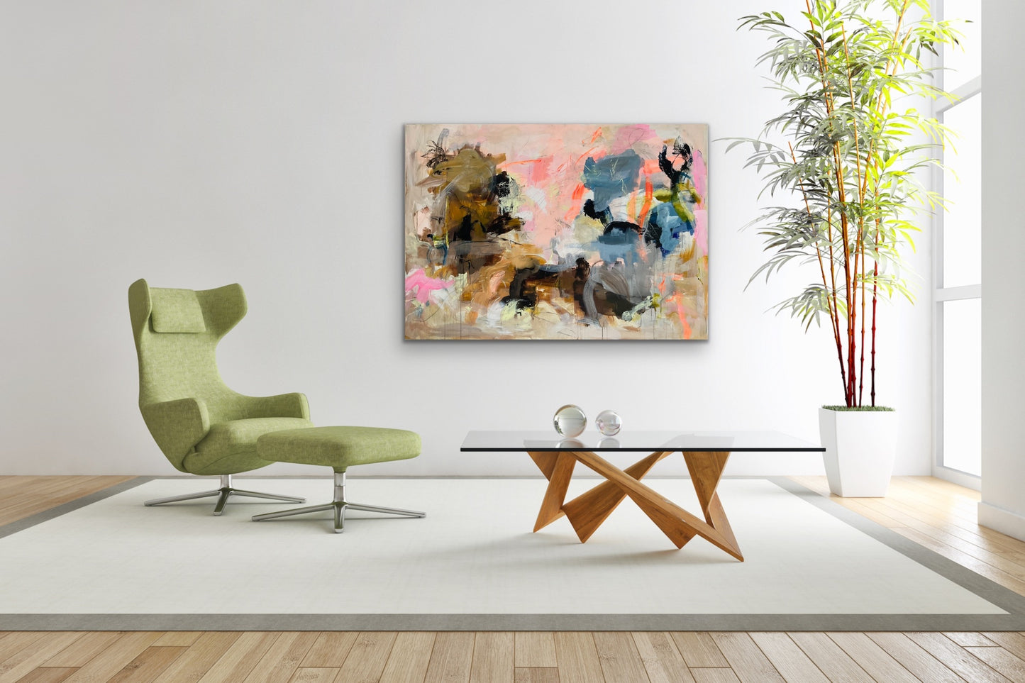 Abstrakt maleri, 100x140 cm, "Nr. 36" by Lone Reedtz , Abstrakt ekspressivt akrylmaleri på lærred