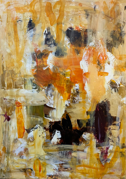 Abstrakt maleri, 140x100 cm, "HÅBETS MORGENGRY"