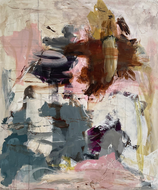 Abstrakt maleri, 100x120 cm, "Magnolia" by Lone Reedtz , Abstrakt ekspressivt akrylmaleri på lærred Uden ramme
