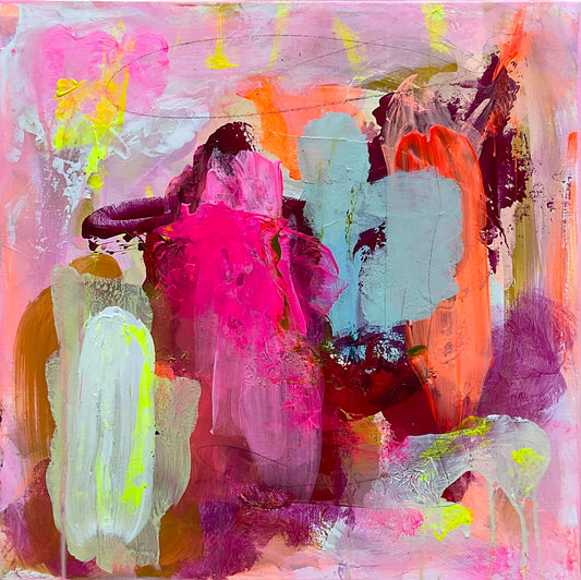 Abstrakt maleri, 40x40 cm, “SUNBEAM"