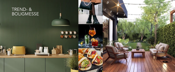 Collage om livsstilmessen Bolig Mad Design hvor Lone Reedtz udstiller sine farverrige malerier
