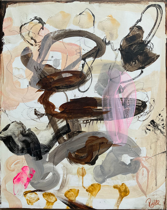 Abstrakt maleri, 50x40 cm, "Nr. 2" by Lone Reedtz , Abstrakt ekspressivt akrylmaleri på lærred Uden ramme