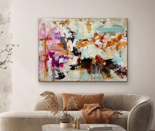 Abstrakt maleri, 100x140 cm, "CATCH A FEELING”