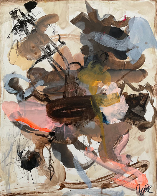 Abstrakt maleri, 50x40 cm, "Nr. 7" by Lone Reedtz , Abstrakt ekspressivt akrylmaleri på lærred Uden ramme