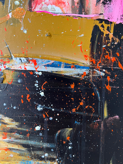 Abstrakt maleri, 120x100 cm, "The fullness of living" by Lone Reedtz , Abstrakt ekspressivt akrylmaleri på lærred