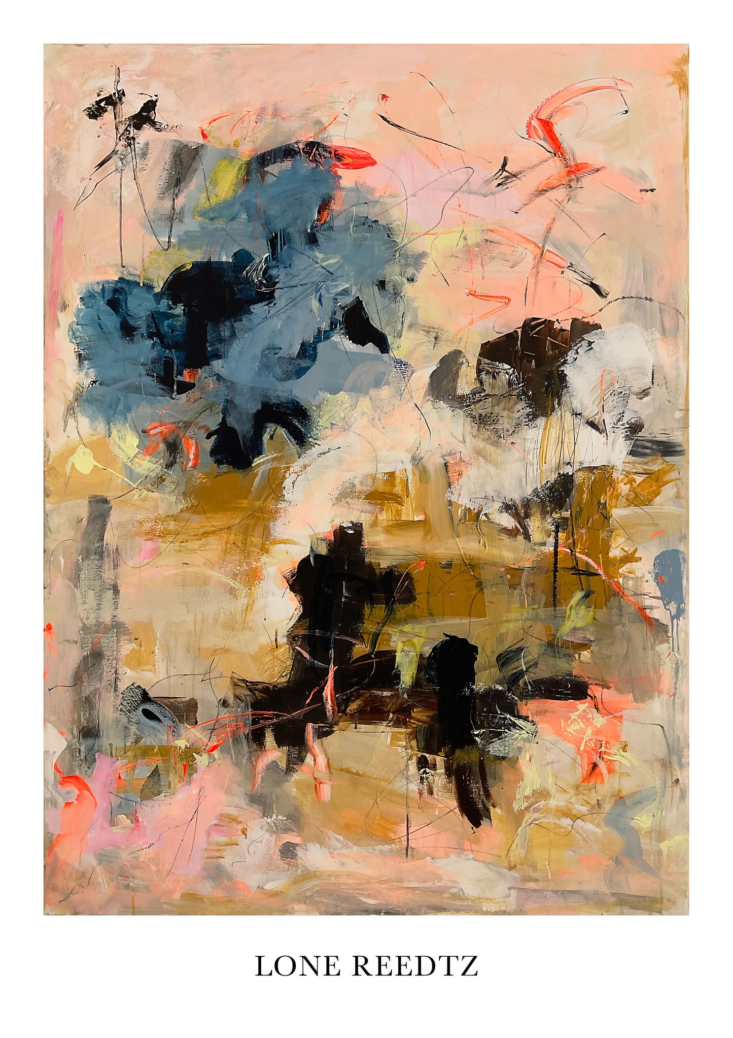Abstrakt kunstplakat, 62x44 cm, "Lights" - Limited Edition by Lone Reedtz , Abstrakt ekspressiv kunstplakat Uden ramme