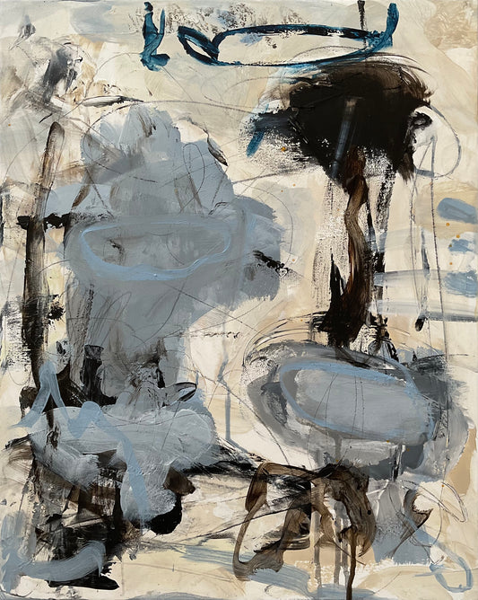 Abstrakt maleri, 50x40 cm, "Stay with me" by Lone Reedtz , Abstrakt ekspressivt akrylmaleri på lærred Uden ramme