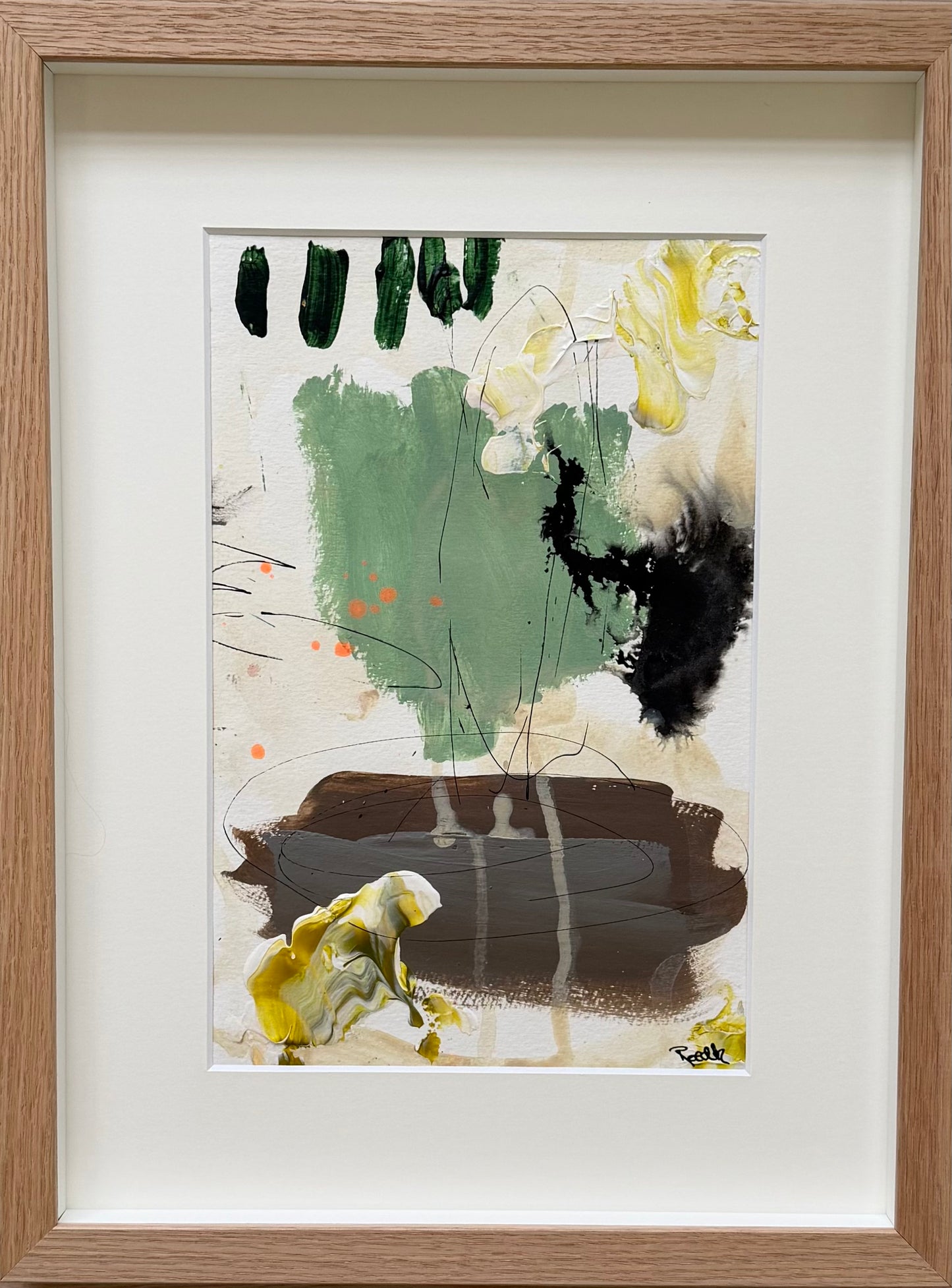 Paperwork, 40x30 cm, i boksramme i massiv egetræ
