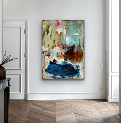 140x100 cm, "SOMETHING NEW” by Lone Reedtz , Abstrakt ekspressivt akrylmaleri på lærred Uden ramme Kunstsamlingen-katalog-2025