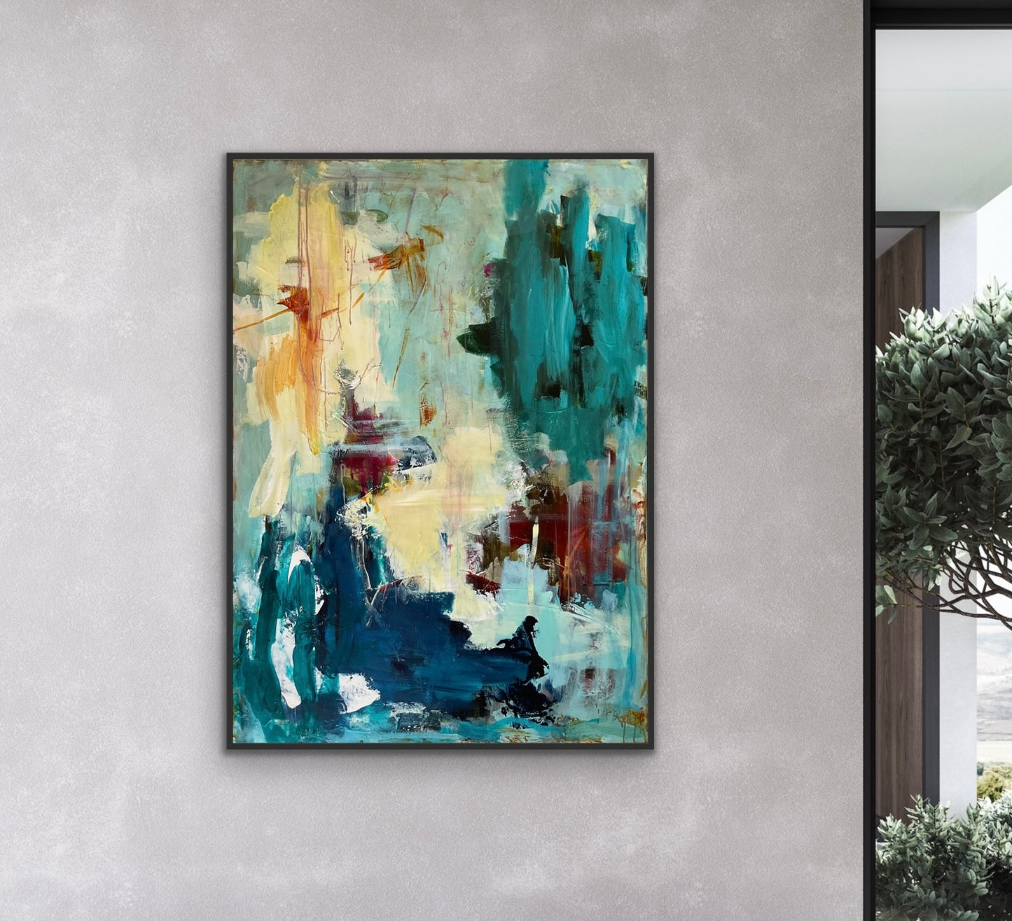 Abstrakt maleri, 140x100 cm, "SOUL OF THE RIVER"