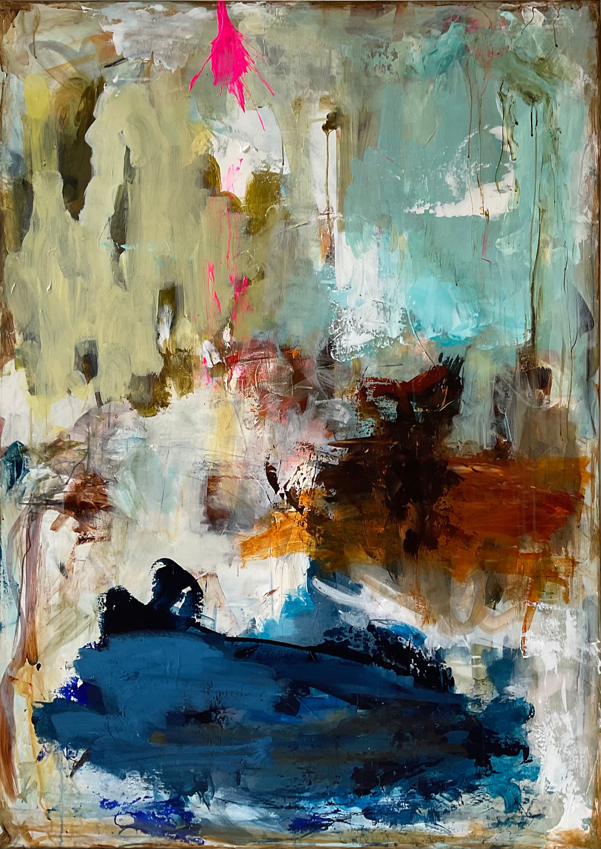 140x100 cm, "SOMETHING NEW” by Lone Reedtz , Abstrakt ekspressivt akrylmaleri på lærred Kunstsamlingen-katalog-2025