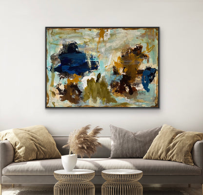 100x140 cm, "FOLLOW THE BUTTERFLY” by Lone Reedtz , Abstrakt ekspressivt akrylmaleri på lærred Med sort svæveramme