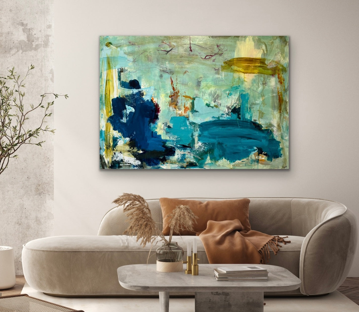 Abstrakt maleri, 100x140 cm, "INTO THE UNKNOWN”