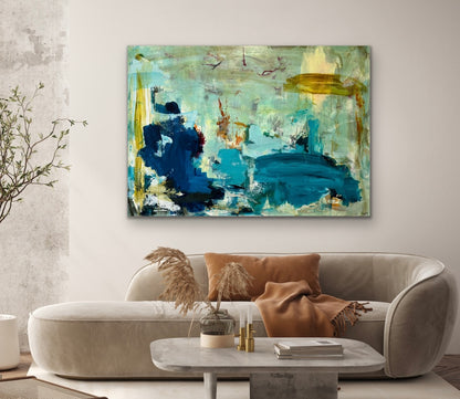 Abstrakt maleri, 100x140 cm, "INTO THE UNKNOWN”