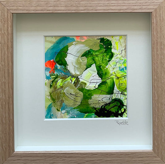 Paperwork, 20x20 cm, i boksramme af massivt egetræ