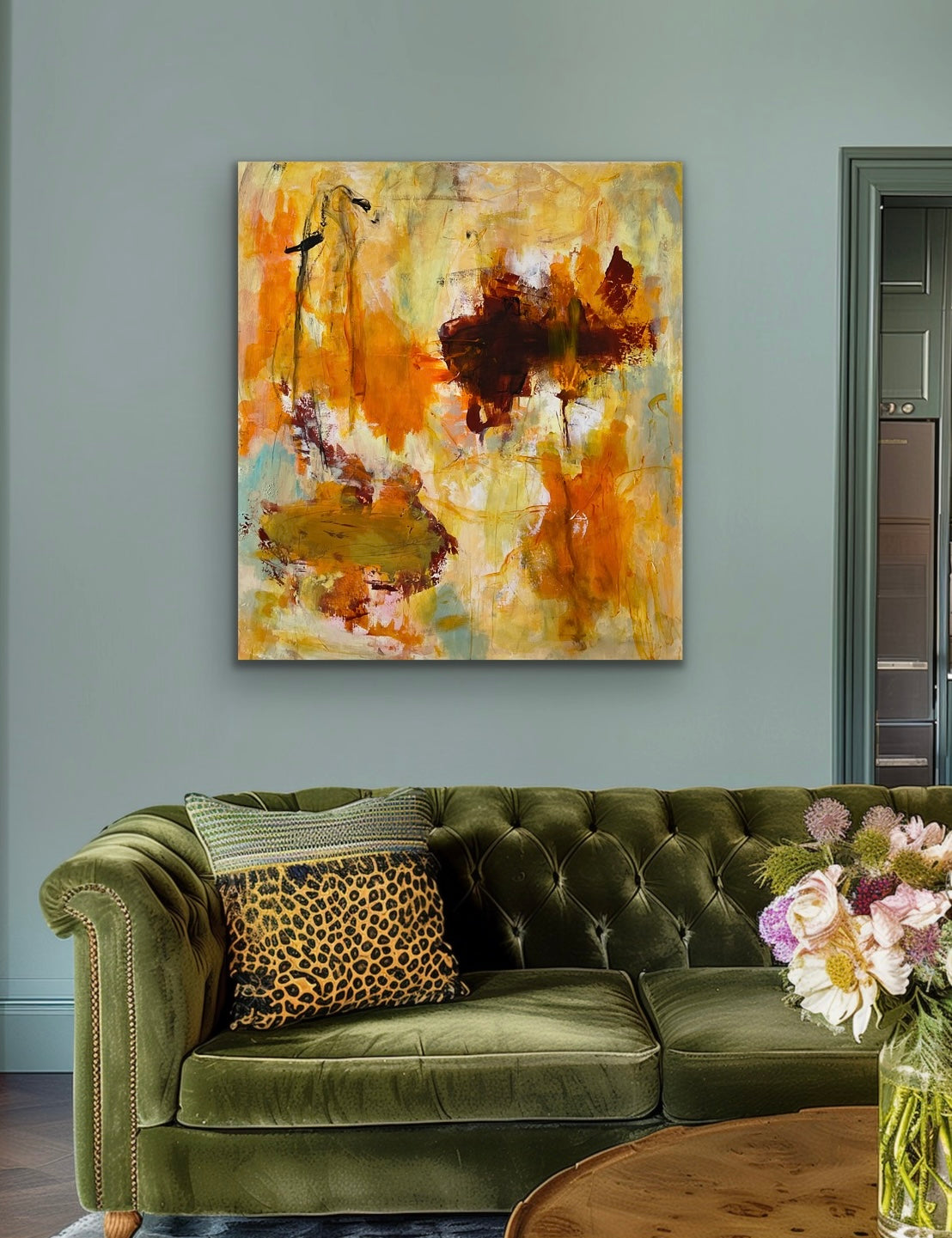 Abstrakt maleri, 100x90 cm, ”SIMPLE JOY”