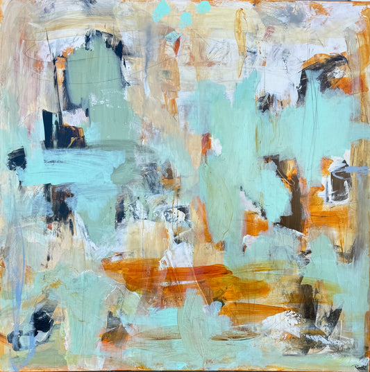 Abstrakt maleri, 120x120 cm, “ALL THAT WE ARE”