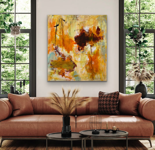 Abstrakt maleri, 100x90 cm, ”SIMPLE JOY”
