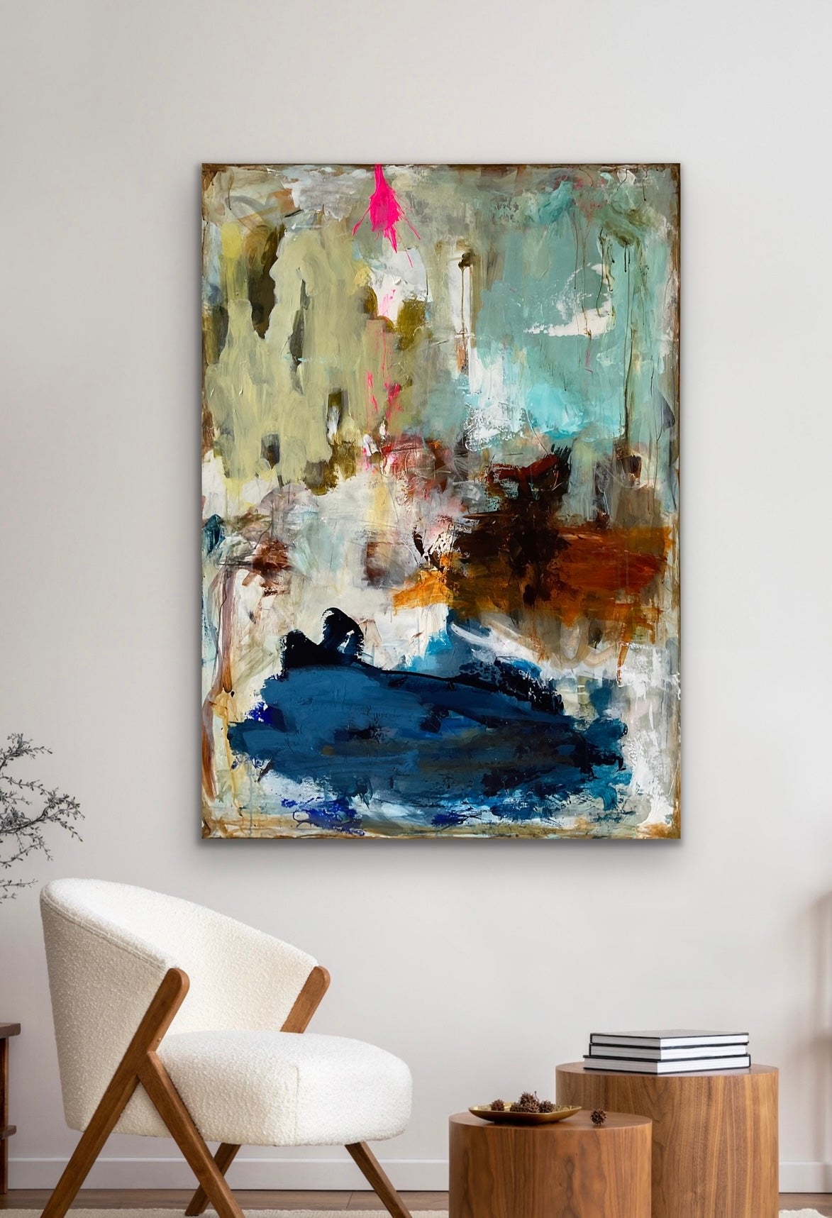 140x100 cm, "SOMETHING NEW” by Lone Reedtz , Abstrakt ekspressivt akrylmaleri på lærred Kunstsamlingen-katalog-2025