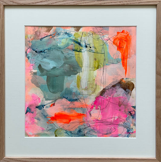 Paperwork, 40x40 cm, i massivt egetræsramme