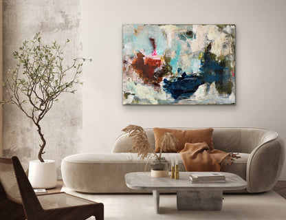 Abstrakt maleri, 100x140 cm, "LIGHTS WILL GUIDE YOU”