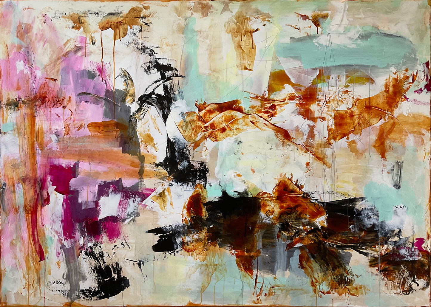 Abstrakt maleri, 100x140 cm, "CATCH A FEELING”